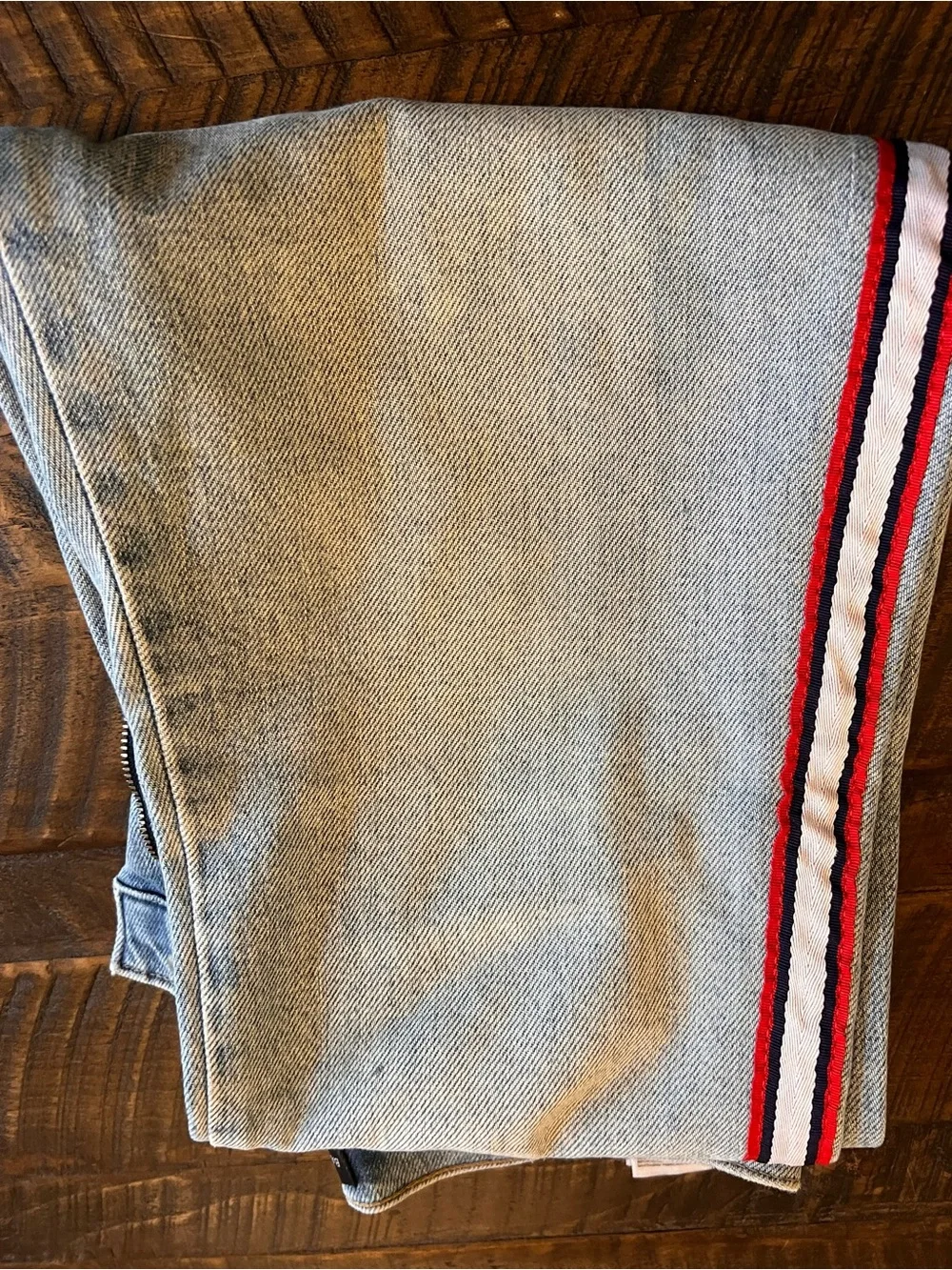 Banana Republic High Rise Straight Jeans Women’s 27 Light Wash Stripe Raw Hem